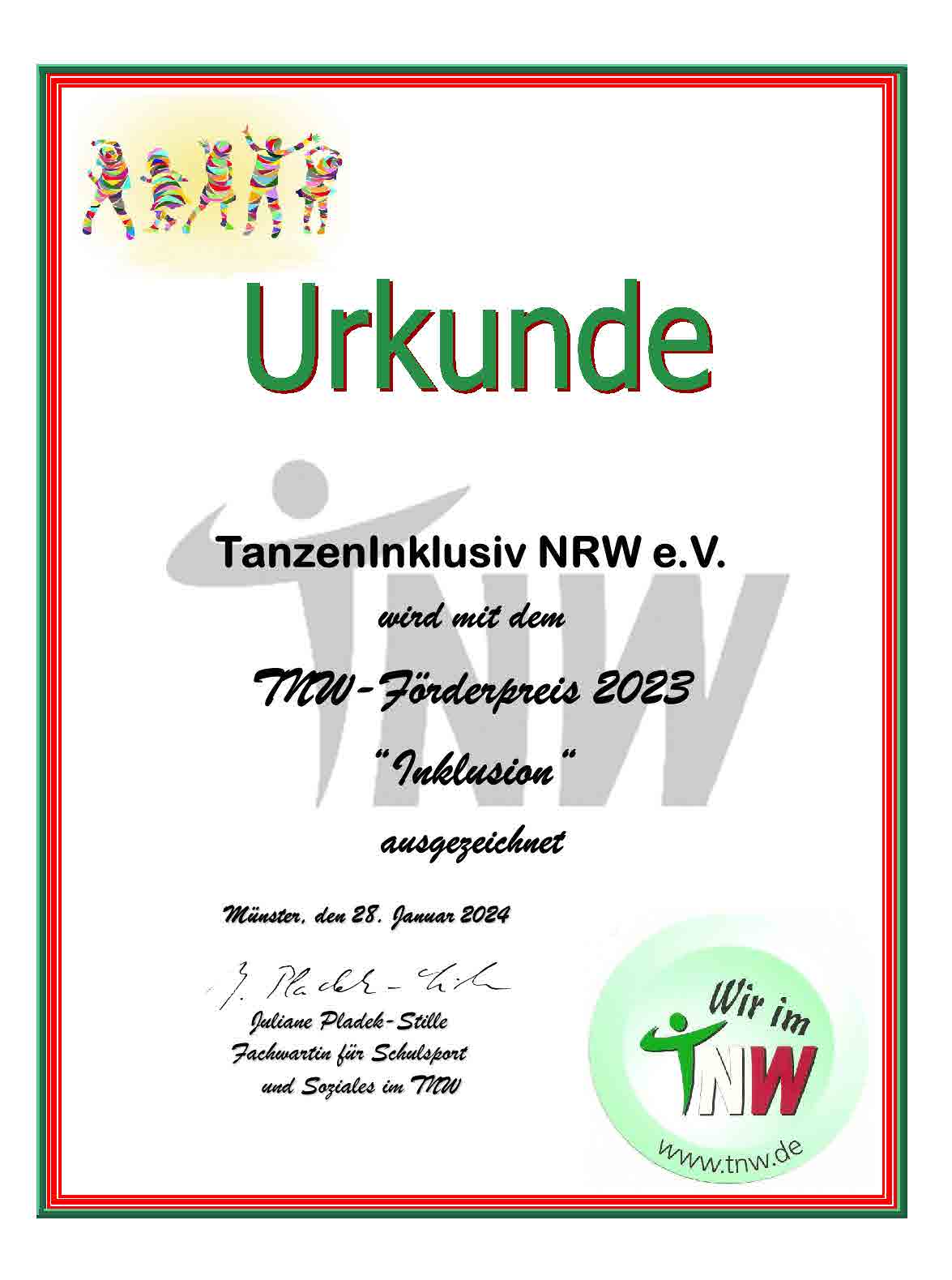 You are currently viewing TNW-Förderpreis 2023 „Inklusion“ für Tanzen Inklusiv